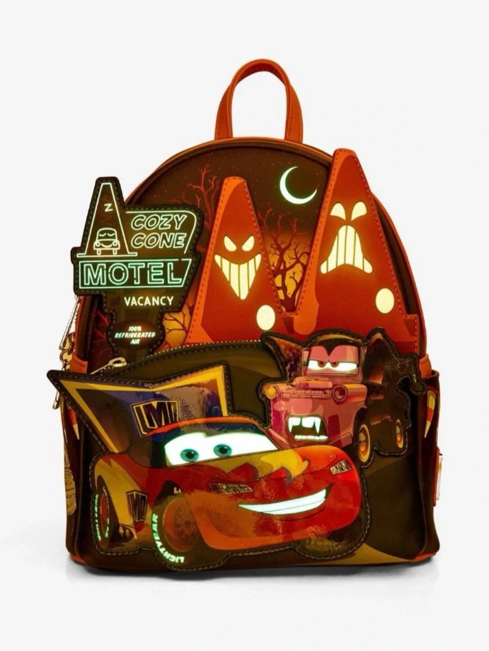 Loungefly Lightning McQueen Halloween Mini Backpack - Red, Purple, Orange, Pink - Picture 2 of 7
